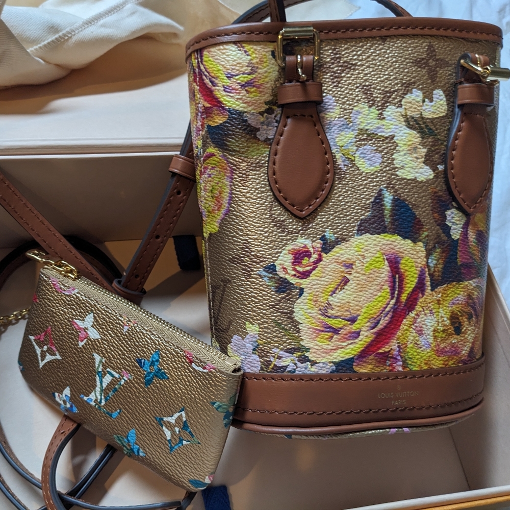 Louis Vuitton garden collection gold nano bucket